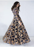 GORGEOUS BLUE HEAVY EMBROIDERED FLOOR LENGTH READY MADE GOWN - Asian Party Wear