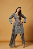 SLEETY GREY INDIAN PAKISTANI STYLE READYMADE SHALWAR KAMEEZ - Asian Party Wear