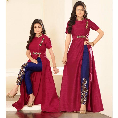 86007 RED AND BLUE NITYA PARTY WEAR DESIGNER SUIT - Asian Party Wear