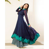 86008 BLUE NITYA GEORGETTE PARTY WEAR DESIGNER SUIT - Asian Party Wear