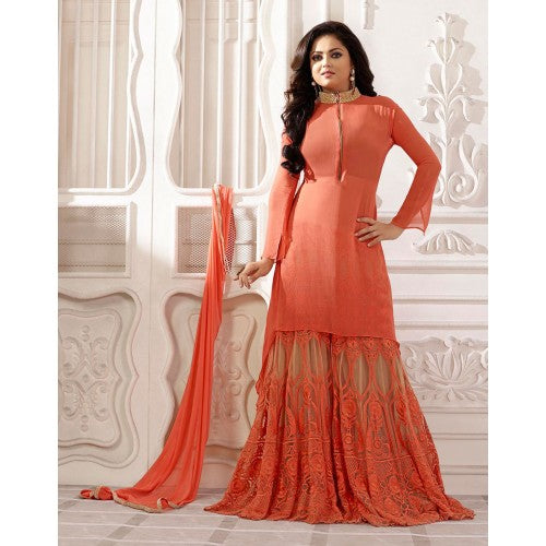 86011 ORANGE NITYA PARTY WEAR DESIGNER SUIT - Asian Party Wear