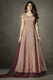 BEIGE AND WINE INDIAN EMBELLISHED ANARKALI DRESS - Asian Party Wear