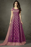 PURPLE INDIAN EMBELLISHED ANARKALI DRESS - Asian Party Wear