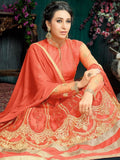 Orange Karishma Kapoor Anarkali Dress Indian Party Suit - Asian Party Wear