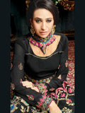 Black Net & Georgette Dress Indian Anarkali Suit - Asian Party Wear