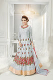 STEEL GREY FLOOR LENGTH ANARKALI GOWN - Asian Party Wear