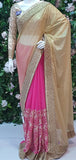 PINK & GOLD SHIMMERING WEDDING SAREE - Asian Party Wear