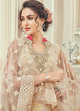 2003 BEIGE KESARI GEORGETTE PARTY WEAR SUIT - Asian Party Wear