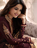 Maroon Beautifully Embellished Indian Ethnic Salwar Suit - Asian Party Wear