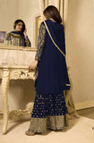 NAVY BLUE EMBELLISHED GHARARA PENT DRESS - Asian Party Wear