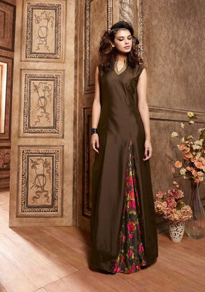 3609 DARK BROWN MAISHA MASKEEN SEEP WEDDING WEAR ANARKALI SUIT - Asian Party Wear