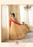 9013 PEACH GLOSSY SIMAR HEAVY EMBROIDERED AYESHA TAKAI ANARKALI STYLE GOWN - Asian Party Wear