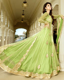 9023 Green Floor Length Net Anarkali Dress - Asian Party Wear