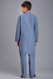 Kids Eid Outfit Coral Blue Pakistani Boys Kurta Shalwar Suit - Asian Party Wear