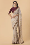 ZACS-51 BEIGE MAROON DESIGNER PARTY SARI - Asian Party Wear