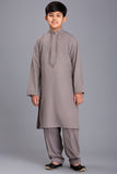 Grey Boys Kurta Shalwar Pakistani Kids Eid Suit - Asian Party Wear