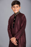 MAROON EID KURTA PAJAMA SUIT FOR BOYS - Asian Party Wear