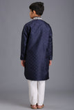 Navy Blue Pakistani Boyswear Kurta Pajama Suit - Asian Party Wear