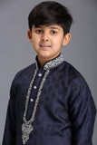 Navy Blue Pakistani Boyswear Kurta Pajama Suit - Asian Party Wear