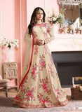 LT-97002 CREAM ART SILK NITYA DESIGNER ABAYA STYLE DRESS - Asian Party Wear