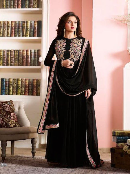 LT-97005 BLACK NITYA DESIGNER GEORGETTE ANARKALI SUIT - Asian Party Wear