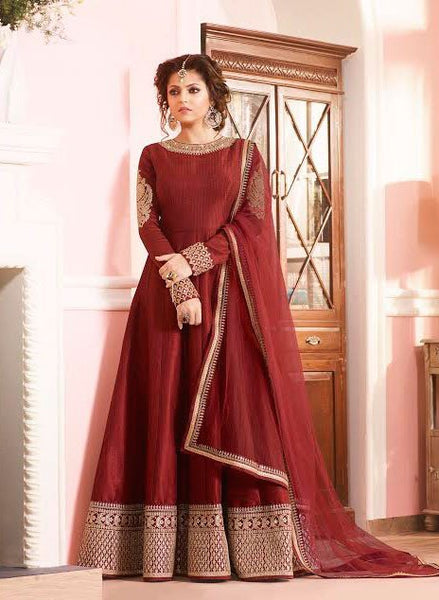 LT-97007 MAROON NITYA DESIGNER ANARKALI DRESS - Asian Party Wear