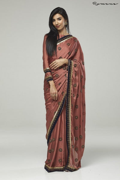 ROSE PINK HEAVY EMBELLISHED INDIAN WEDDING SAREE - Asian Party Wear