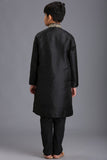 Black Embroidered Kurta Pakistani Boys Festive Suit - Asian Party Wear