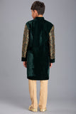 DARK GREEN AND BEIGE BOYS WEAR EID SUIT - Asian Party Wear