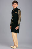 DARK GREEN AND BEIGE BOYS WEAR EID SUIT - Asian Party Wear