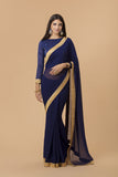 ZACS-704 NAVY BLUE INDIAN FORMAL SAREE - Asian Party Wear