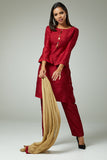 CLASSIC MAROON STRAIGHT CUT READYMADE SUIT - Asian Party Wear