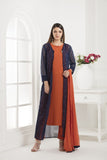 NAVY BLUE FRONT SLIT JACKET STYLE GEORGETTE READY MADE SUIT - Asian Party Wear