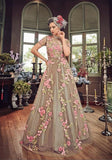 GREY HEAVY EMBROIDERED INDIAN WEDDING & EVENING GOWN - Asian Party Wear