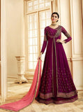 PLUM PAKISTANI & INDIAN PARTY WEAR ANARKALI GOWN - Asian Party Wear