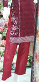 MAROON PAKISTANI DESIGNER READYMADE LAWN SALWAR SUIT - Asian Party Wear