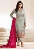 5555 HARBOR MIST GREY KASEESH JANNAT EMBROIDERED GEORGETTE PRACHI DESAI STRAIGHT SALWAR SUIT - Asian Party Wear