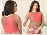 Floral Pink Dress Net Anarkali Frock - Asian Party Wear