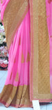 PINK AND GODL CHIFFON GEORGETTE PARTY WEAR SAREE - Asian Party Wear