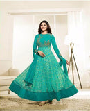 5733 TURQUOISE KASEESH PRACHI GALAXY DESIGNER ANARKALI DRESS - Asian Party Wear