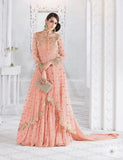 7210-C LIGHT PEACH GLOSSY SAPPHIRE WEDDING WEAR DESIGNER DRESS - Asian Party Wear