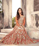 ORANGE WOMEN GIRLS BRIDESMAIDS PARTY OCCASIONAL DESIGNER WEAR - Asian Party Wear