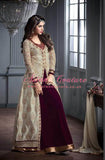 M2602 MAROON AND SLIVER MAISHA DESIGNER JACKET STYLE SUIT - Asian Party Wear