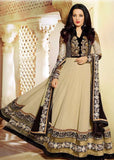 BESTSELLER AF5503 AAFREEN ADAA BEIGE AND BLACK FLOOR LENGTH ANARKALI DRESS - Asian Party Wear