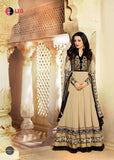 BESTSELLER AF5503 AAFREEN ADAA BEIGE AND BLACK FLOOR LENGTH ANARKALI DRESS - Asian Party Wear