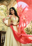 CREAM INDIAN PARTY AND WEDDING ANARKALI GOWN - Asian Party Wear