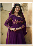 PURPLE INDIAN PARTY AND WEDDING ANARKALI GOWN - Asian Party Wear