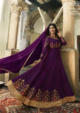 PURPLE INDIAN PARTY AND WEDDING ANARKALI GOWN - Asian Party Wear