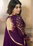 PURPLE INDIAN PARTY AND WEDDING ANARKALI GOWN - Asian Party Wear