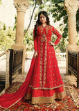 ZAL9046 RED INDIAN PARTY AND WEDDING ANARKALI GOWN - Asian Party Wear